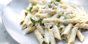 Creamy Fettucine Alfredo parma! on top makes it a yummy meal.
