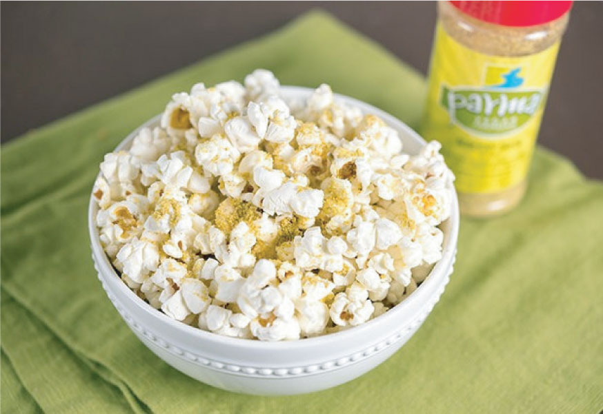 Original Parma! on a bowl of popcorn - Eat Parma! All vegan, gluten free, Kosher,plant-based