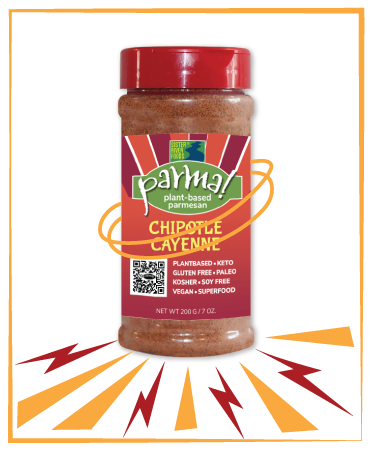 Chipotle Cayenne 7oz Parma! plant based parmesan cheesy flavor