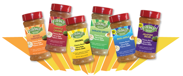 All six Parma! flavors on a burst including 2 nut-free.