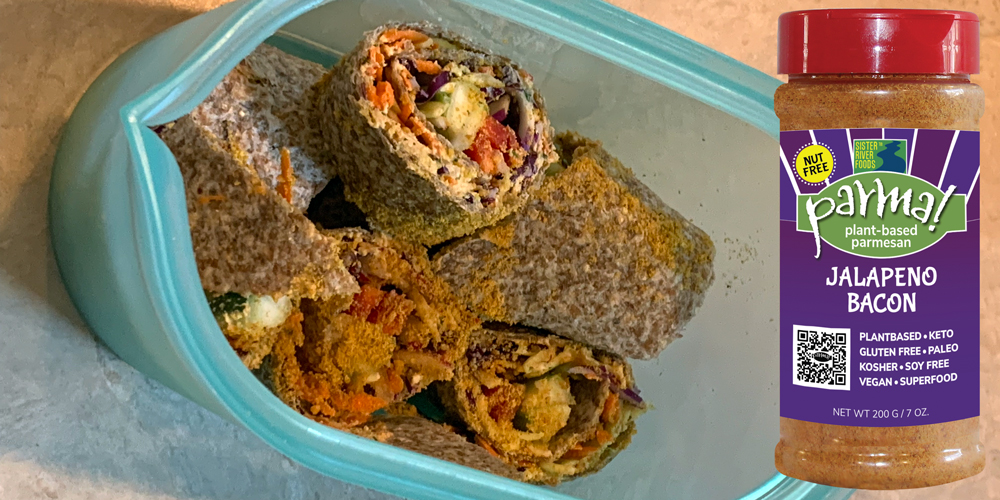 tortilla rollups with parma and dairy free veggie cream cheese